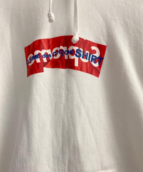 SUPREME（シュプリーム）SUPREME (シュプリーム) COMME des GARCONS SHIRT (コムデギャルソンシャツ) Box Logo Hooded Sweatshirt ホワイト サイズ:Lの古着・服飾アイテム