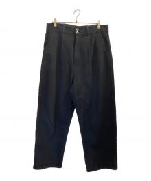 COMME des GARCONS HOMME（コムデギャルソン オム）の古着「コットンタックワイドパンツ」｜ネイビー