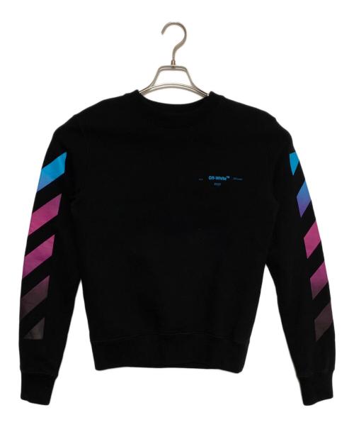 OFFWHITE（オフホワイト）OFFWHITE (オフホワイト) DIAG GRADIENT CREWNECK ブラック サイズ:XSの古着・服飾アイテム