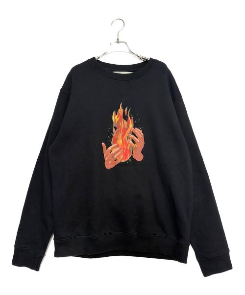 OFFWHITE（オフホワイト）OFFWHITE (オフホワイト) Diag Fire Crewneck ブラック サイズ:Lの古着・服飾アイテム