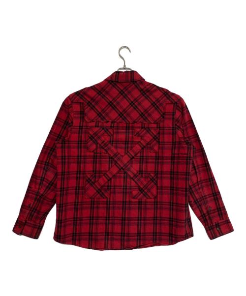 OFFWHITE（オフホワイト）OFFWHITE (オフホワイト) Oversized Logo-Appliquéd Checked Cotton-Blend Flannel SHIRT レッド サイズ:XSの古着・服飾アイテム