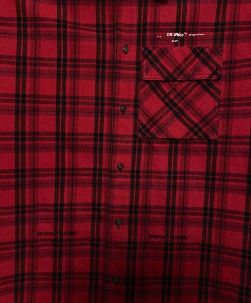 OFFWHITE（オフホワイト）OFFWHITE (オフホワイト) Oversized Logo-Appliquéd Checked Cotton-Blend Flannel SHIRT レッド サイズ:XSの古着・服飾アイテム