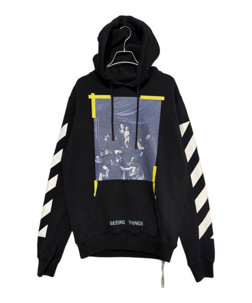 OFFWHITE（オフホワイト）OFFWHITE (オフホワイト) DIAG CARAVAGGIO HOODIE ブラック サイズ:XSの古着・服飾アイテム
