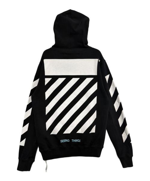 OFFWHITE（オフホワイト）OFFWHITE (オフホワイト) DIAG CARAVAGGIO HOODIE ブラック サイズ:XSの古着・服飾アイテム