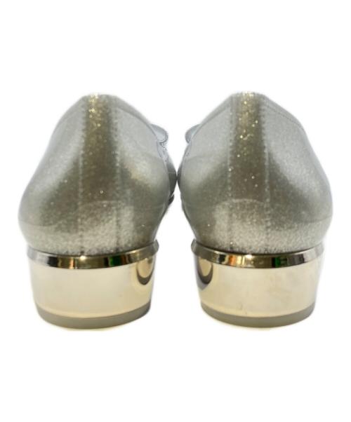 Salvatore Ferragamo（サルヴァトーレ フェラガモ）Salvatore Ferragamo (サルヴァトーレ フェラガモ) リボン グリッター パンプス シルバー サイズ:5の古着・服飾アイテム