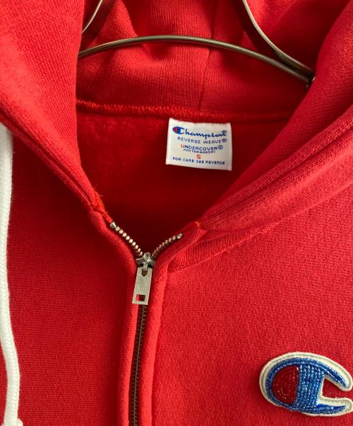 Champion（チャンピオン）Champion (チャンピオン) UNDERCOVER (アンダーカバー) リバースウィーブジップフーデッドスウェットシャツ レッド サイズ:Sの古着・服飾アイテム