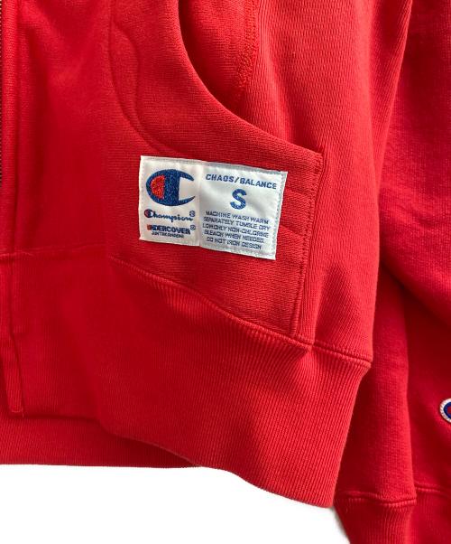 Champion（チャンピオン）Champion (チャンピオン) UNDERCOVER (アンダーカバー) リバースウィーブジップフーデッドスウェットシャツ レッド サイズ:Sの古着・服飾アイテム