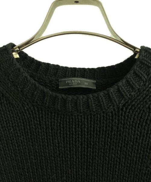 PRADA（プラダ）PRADA (プラダ) シェットランドウール クルーネックニット ブラック サイズ:50の古着・服飾アイテム