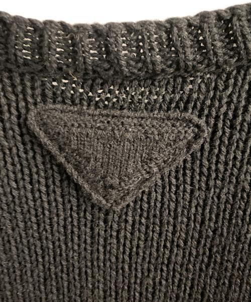 PRADA（プラダ）PRADA (プラダ) シェットランドウール クルーネックニット ブラック サイズ:50の古着・服飾アイテム