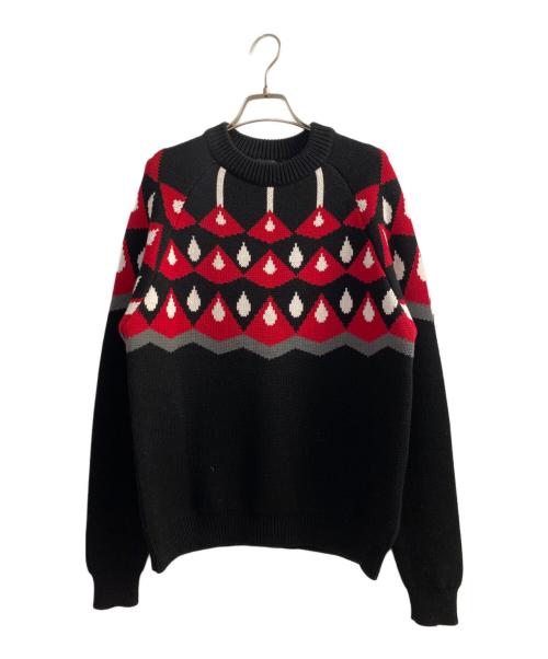 PRADA（プラダ）PRADA (プラダ) ジャガードニットセーター ブラック サイズ:48の古着・服飾アイテム