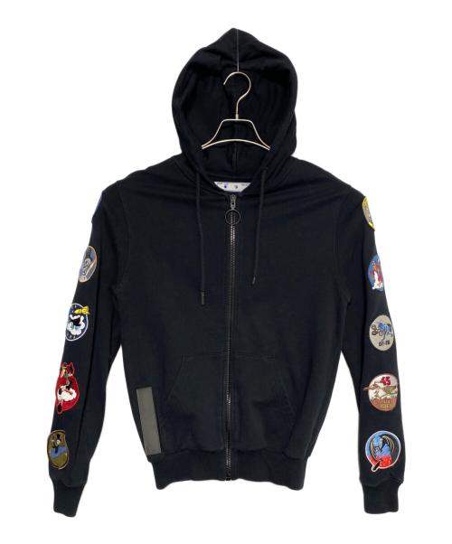 OFFWHITE（オフホワイト）OFFWHITE (オフホワイト) ワッペンジップパーカー ブラック サイズ:XXSの古着・服飾アイテム
