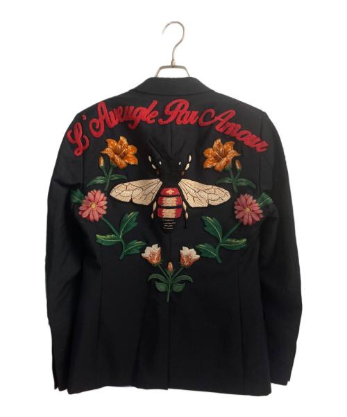 GUCCI（グッチ）GUCCI (グッチ) 背面刺繍ロゴジャケット ネイビー サイズ:44の古着・服飾アイテム
