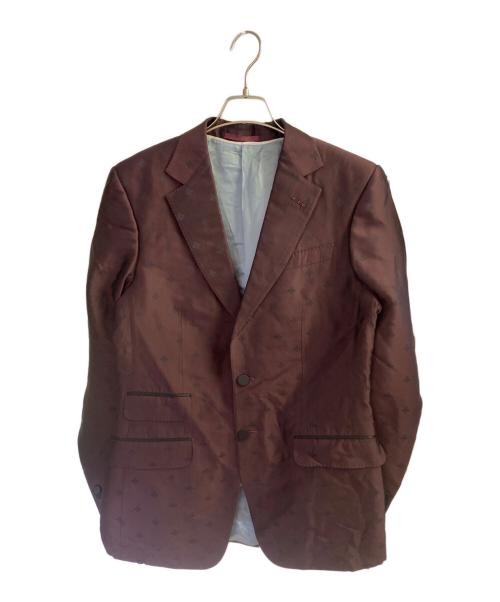 GUCCI（グッチ）GUCCI (グッチ) BEE刺繍テーラードジャケット ワインレッド サイズ:サイズ表記無しの古着・服飾アイテム