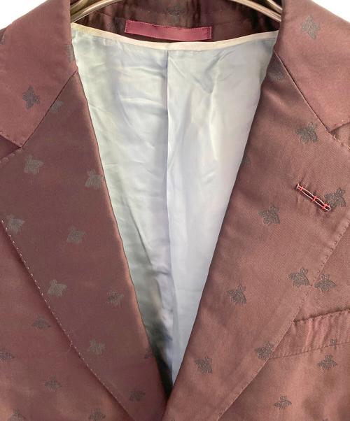 GUCCI（グッチ）GUCCI (グッチ) BEE刺繍テーラードジャケット ワインレッド サイズ:サイズ表記無しの古着・服飾アイテム