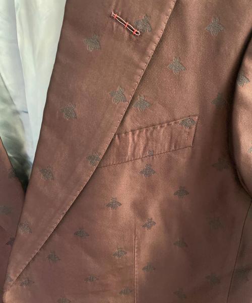 GUCCI（グッチ）GUCCI (グッチ) BEE刺繍テーラードジャケット ワインレッド サイズ:サイズ表記無しの古着・服飾アイテム