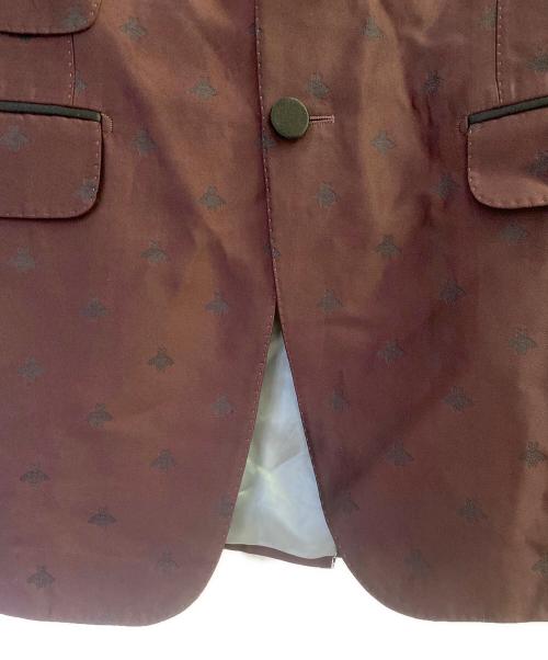 GUCCI（グッチ）GUCCI (グッチ) BEE刺繍テーラードジャケット ワインレッド サイズ:サイズ表記無しの古着・服飾アイテム