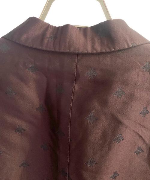 GUCCI（グッチ）GUCCI (グッチ) BEE刺繍テーラードジャケット ワインレッド サイズ:サイズ表記無しの古着・服飾アイテム