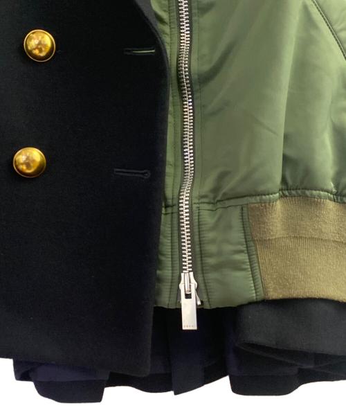 sacai（サカイ）sacai (サカイ) MA-1 ダブルジャケット ドッキングブルゾン グリーン×ネイビー サイズ:1の古着・服飾アイテム