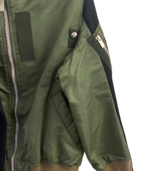 sacai（サカイ）sacai (サカイ) MA-1 ダブルジャケット ドッキングブルゾン グリーン×ネイビー サイズ:1の古着・服飾アイテム
