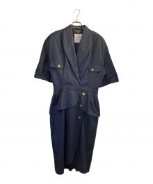 CHANEL（シャネル）の古着「シルク半袖ワンピース」｜ネイビー