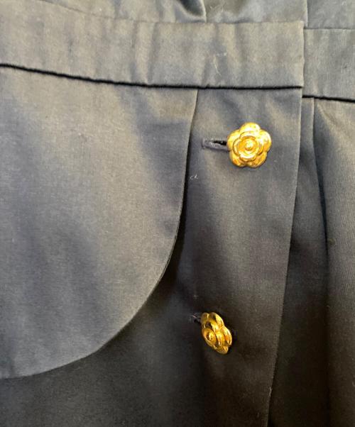 CHANEL（シャネル）CHANEL (シャネル) シルク半袖ワンピース ネイビー サイズ:40の古着・服飾アイテム