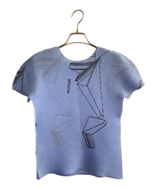 ISSEY MIYAKE me（イッセイ ミヤケ ミー）ISSEY MIYAKE me (イッセイ ミヤケ ミー) 半袖カットソー ブルー サイズ:FREEの古着・服飾アイテム
