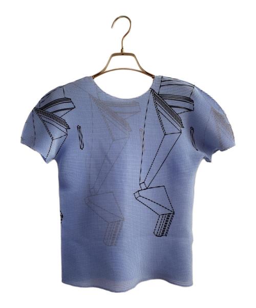 ISSEY MIYAKE me（イッセイ ミヤケ ミー）ISSEY MIYAKE me (イッセイ ミヤケ ミー) 半袖カットソー ブルー サイズ:FREEの古着・服飾アイテム