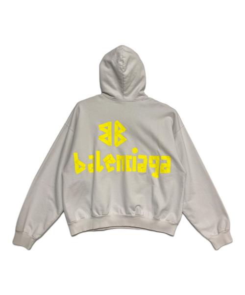 BALENCIAGA（バレンシアガ）BALENCIAGA (バレンシアガ) TAPE TYPE RIPPED POCKET HOODIE ホワイト サイズ:XXSの古着・服飾アイテム