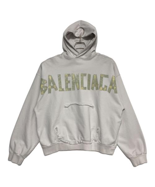 BALENCIAGA（バレンシアガ）BALENCIAGA (バレンシアガ) TAPE TYPE RIPPED POCKET HOODIE ホワイト サイズ:XXSの古着・服飾アイテム