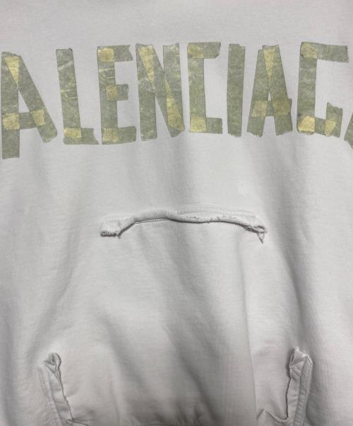 BALENCIAGA（バレンシアガ）BALENCIAGA (バレンシアガ) TAPE TYPE RIPPED POCKET HOODIE ホワイト サイズ:XXSの古着・服飾アイテム