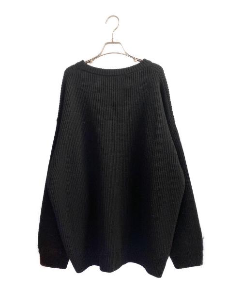 CELINE（セリーヌ）CELINE (セリーヌ) ロゴパッチオーバーサイズニットセーター ブラック サイズ:Lの古着・服飾アイテム