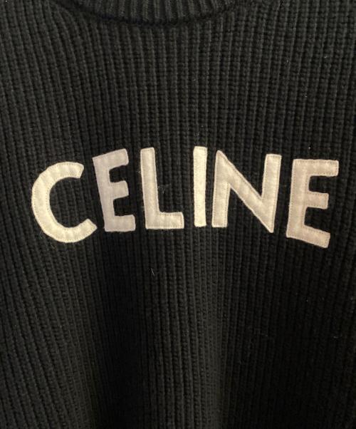 CELINE（セリーヌ）CELINE (セリーヌ) ロゴパッチオーバーサイズニットセーター ブラック サイズ:Lの古着・服飾アイテム