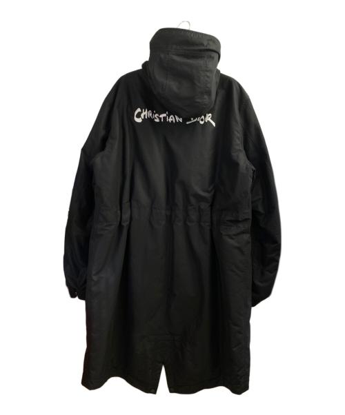 Christian Dior（クリスチャン ディオール）Christian Dior (クリスチャン ディオール) ブランドロゴ入りフード付きコート ブラック サイズ:48の古着・服飾アイテム