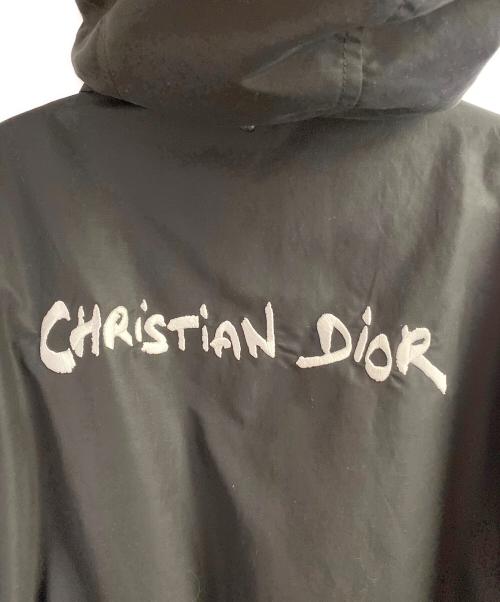 Christian Dior（クリスチャン ディオール）Christian Dior (クリスチャン ディオール) ブランドロゴ入りフード付きコート ブラック サイズ:48の古着・服飾アイテム