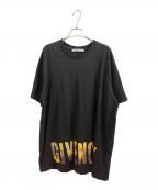 GIVENCHYジバンシィ）の古着「ゴールドロゴプリントTシャツ」｜ブラック