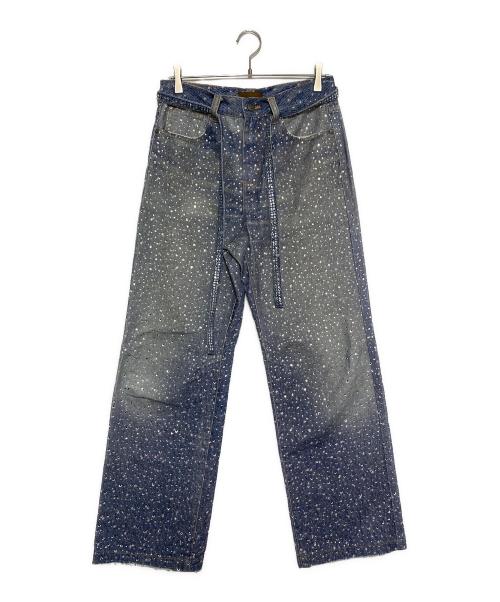 BIRTH OF ROYAL CHILD（バース オブ ロイヤル チャイルド）BIRTH OF ROYAL CHILD (バース オブ ロイヤル チャイルド) rhinestone-embellished wide-leg jeans インディゴ サイズ:Sの古着・服飾アイテム