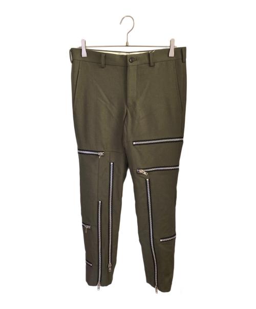 COMME des GARCONS HOMME PLUS（コムデギャルソンオムプリュス）COMME des GARCONS HOMME PLUS (コムデギャルソンオムプリュス) ジップアップデザインパンツ カーキ サイズ:Sの古着・服飾アイテム