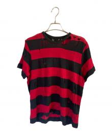 AMIRI（アミリ）の古着「コットンカシミアニットソー」｜ブラック×レッド