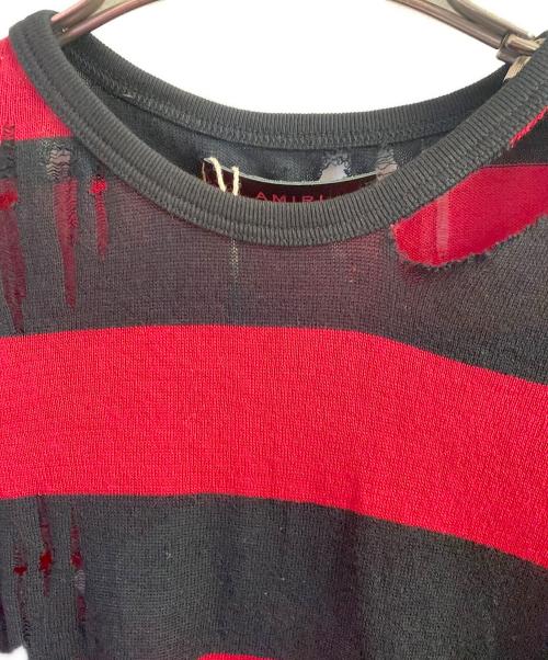 AMIRI（アミリ）AMIRI (アミリ) コットンカシミアニットソー ブラック×レッド サイズ:6の古着・服飾アイテム