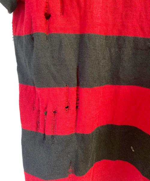 AMIRI（アミリ）AMIRI (アミリ) コットンカシミアニットソー ブラック×レッド サイズ:6の古着・服飾アイテム