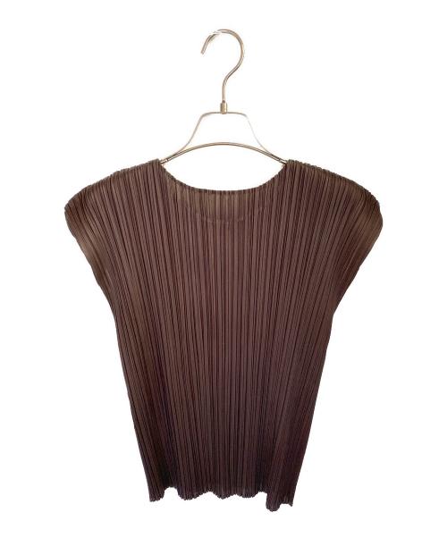 PLEATS PLEASE（プリーツプリーズ）PLEATS PLEASE (プリーツプリーズ) プリーツノースリーブカットソー ブラウン サイズ:3の古着・服飾アイテム