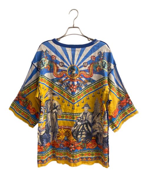 DOLCE & GABBANA（ドルチェ＆ガッバーナ）DOLCE & GABBANA (ドルチェ＆ガッバーナ) Multicolor Abstract Printed Linen Fray Detail Oversized T-Shirt  マルチカラー サイズ:46の古着・服飾アイテム