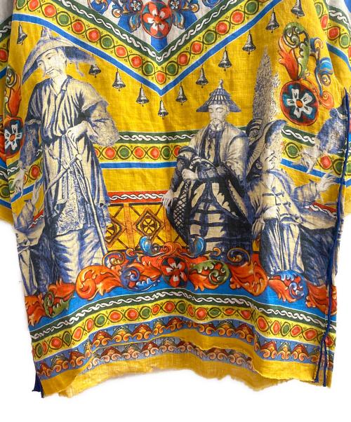 DOLCE & GABBANA（ドルチェ＆ガッバーナ）DOLCE & GABBANA (ドルチェ＆ガッバーナ) Multicolor Abstract Printed Linen Fray Detail Oversized T-Shirt  マルチカラー サイズ:46の古着・服飾アイテム