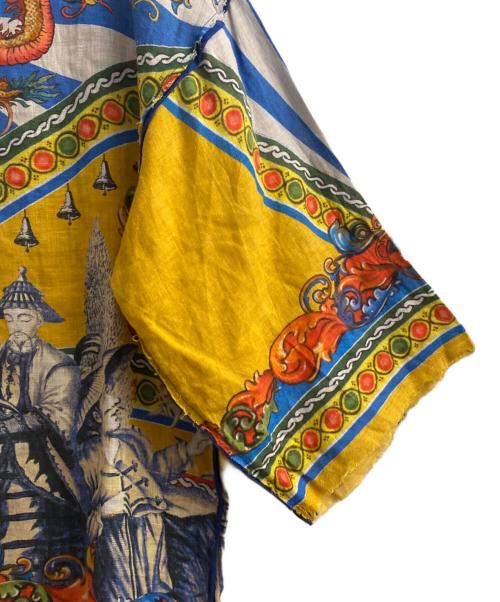 DOLCE & GABBANA（ドルチェ＆ガッバーナ）DOLCE & GABBANA (ドルチェ＆ガッバーナ) Multicolor Abstract Printed Linen Fray Detail Oversized T-Shirt  マルチカラー サイズ:46の古着・服飾アイテム