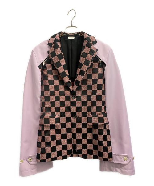 COMME des GARCONS HOMME PLUS（コムデギャルソンオムプリュス）COMME des GARCONS HOMME PLUS (コムデギャルソンオムプリュス) ドッキングスリーブジャケット ピンク×ブラック サイズ:Sの古着・服飾アイテム