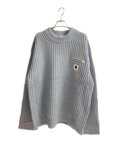 sacai（サカイ）sacai (サカイ) CarHartt (カーハート)  Knit Pullover Detroi スカイブルー サイズ:4の古着・服飾アイテム