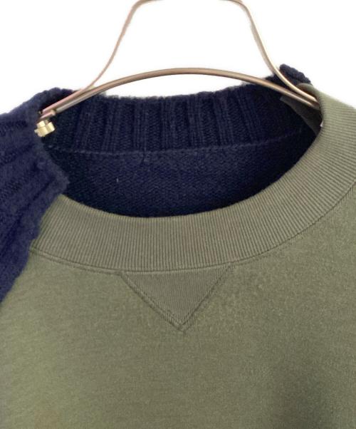 sacai（サカイ）sacai (サカイ) パネルクルーネックスウェット グリーン×ネイビー サイズ:3の古着・服飾アイテム