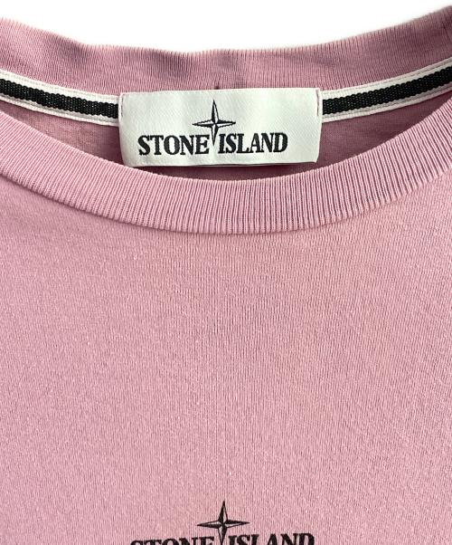 STONE ISLAND（ストーンアイランド）STONE ISLAND (ストーンアイランド) ロゴ半袖Ｔシャツ ピンク サイズ:Mの古着・服飾アイテム