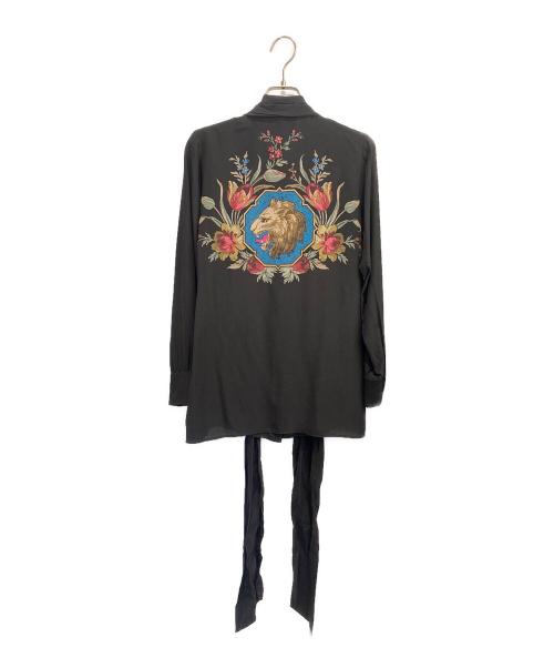 GUCCI（グッチ）GUCCI (グッチ) ブラックシルクシャツ ブラック サイズ:38の古着・服飾アイテム