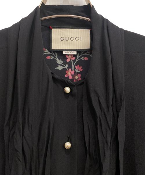 GUCCI（グッチ）GUCCI (グッチ) ブラックシルクシャツ ブラック サイズ:38の古着・服飾アイテム